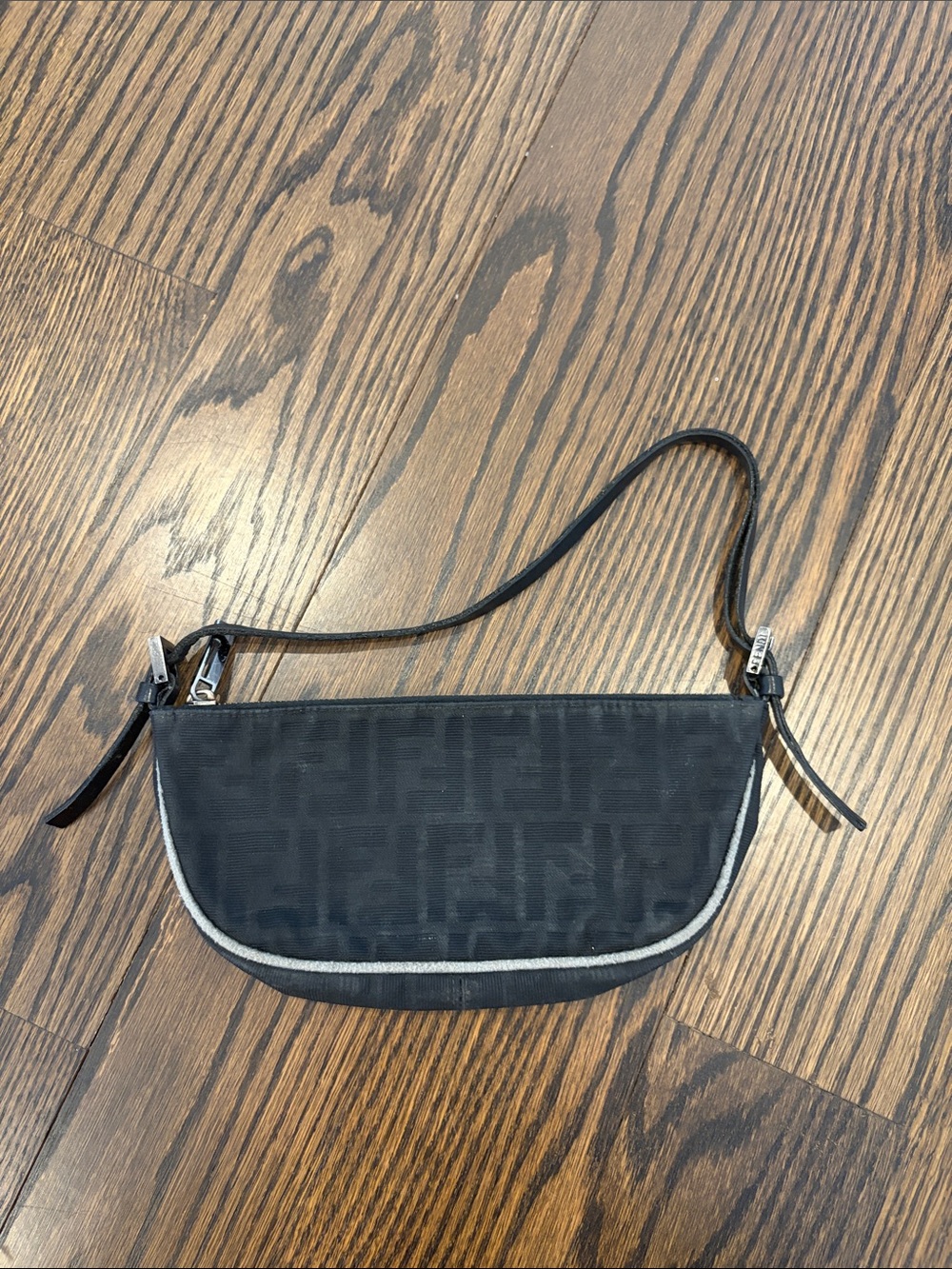 Black Monogram Crescent Shoulder Bag